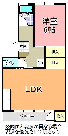 ブルーハイツ(1LDK/2階)の間取り写真