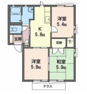サニーコート(3K/1階)の間取り写真