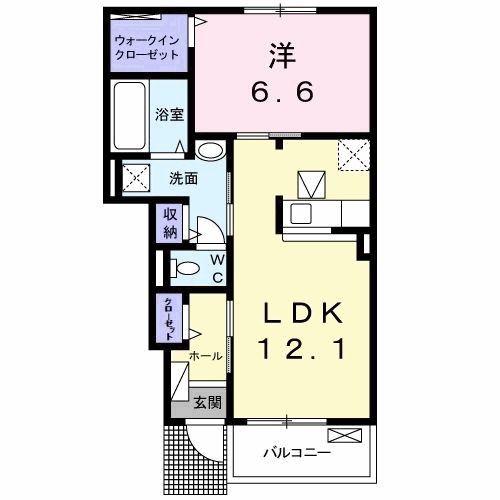 ココン II(1LDK/1階)の間取り写真