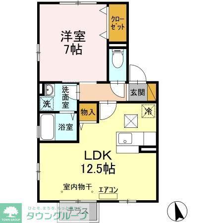 ロイヤルヒルズJ(1LDK/1階)の間取り写真