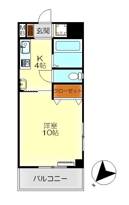 仲垣内ビル(1K/2階)の間取り写真