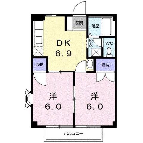 メゾンエクセルB(2DK/2階)の間取り写真