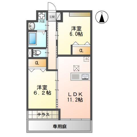 UN HOMME(2LDK/1階)の間取り写真