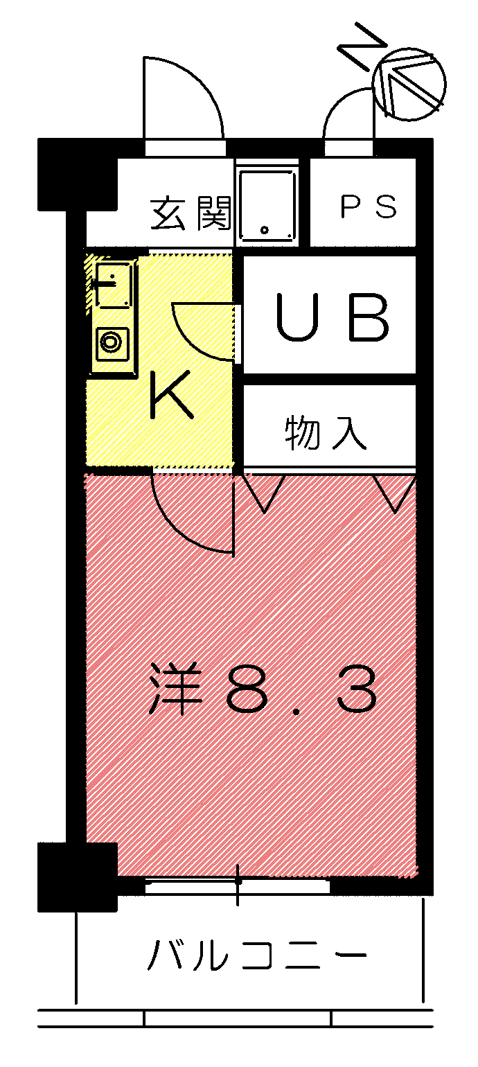 フィルド668(1K/3階)の間取り写真