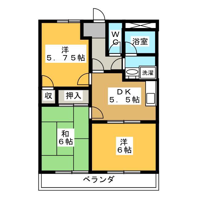 サンシャイン那加(3K/2階)の間取り写真