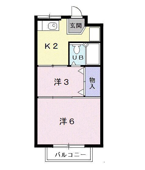 シングルハイツK(2K/2階)の間取り写真