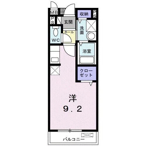 サンパティエコート(ワンルーム/2階)の間取り写真