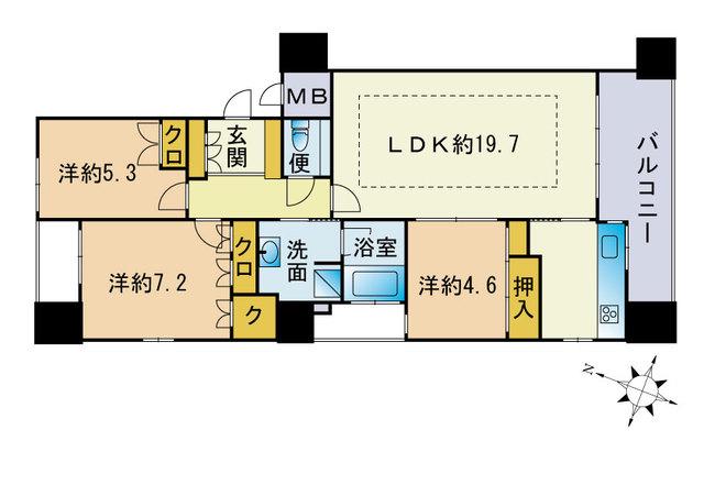 グランドメゾン浄水(3LDK/3階)の間取り写真