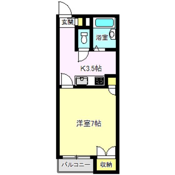 シティーハイツ石原(1K/1階)の間取り写真