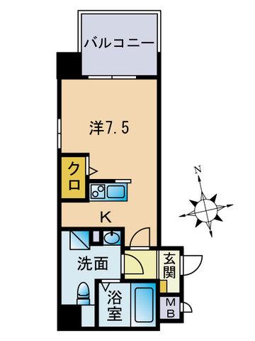 はれわたる大手門(ワンルーム/5階)の間取り写真