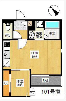GRANDTIC MICOS(1LDK/1階)の間取り写真