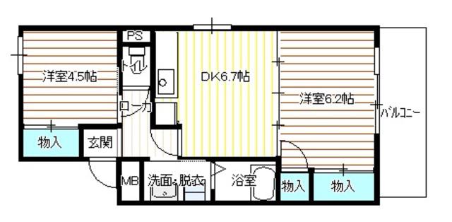クレール大島(2DK/2階)の間取り写真