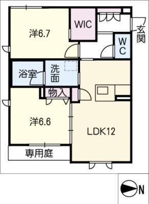 FORENA東山(2LDK/1階)の間取り写真