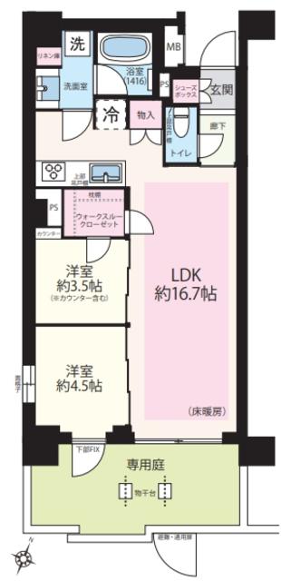 レ・ジェイドシティ橋本 I(1LDK/1階)の間取り写真
