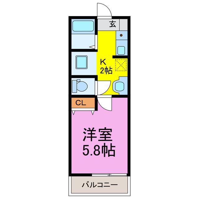 K&AT(1K/2階)の間取り写真