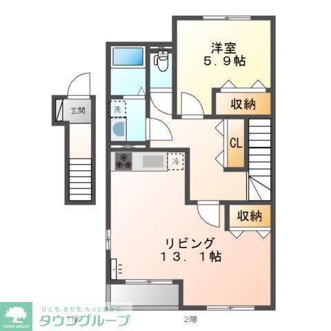 GLORIA K(1LDK/2階)の間取り写真