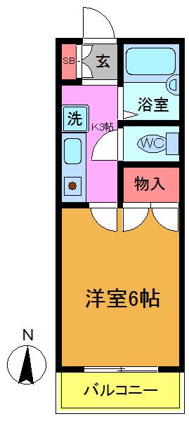 ライラックI(1K/1階)の間取り写真