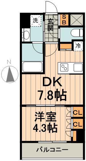 パークハビオ飯田橋(1DK/2階)の間取り写真