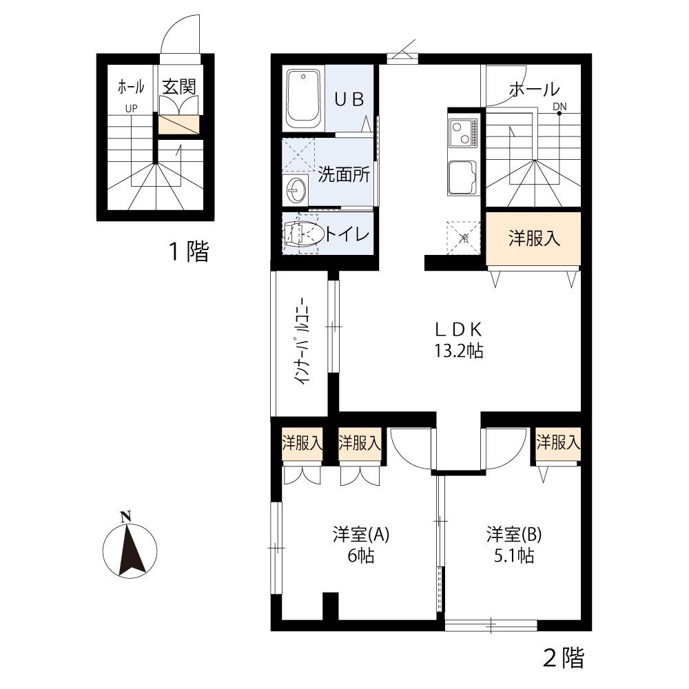 FORESTONE小金井(2LDK/2階)の間取り写真