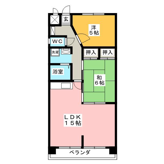 パークサイドHONDA(2LDK/3階)の間取り写真