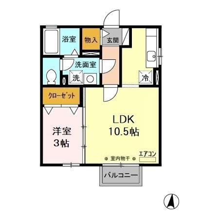 ヴィラドエル(1LDK/2階)の間取り写真