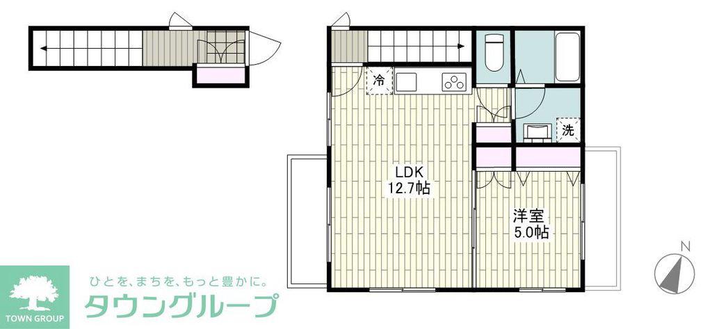 カーサ玉川学園(1LDK/2階)の間取り写真