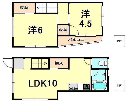 ウララハウス1南(2LDK/1階)の間取り写真