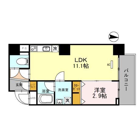 MCOURT新町(1LDK/13階)の間取り写真
