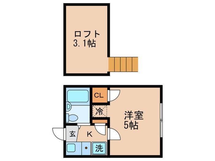 メイプルMH5(1K/1階)の間取り写真
