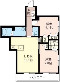 ポルト ボヌール(2LDK/2階)の間取り写真