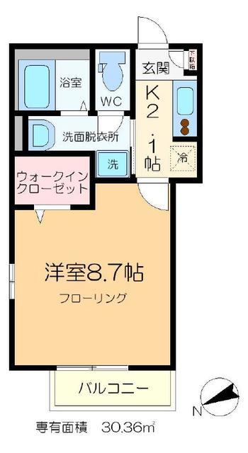 エーデルハイム旭(1K/1階)の間取り写真