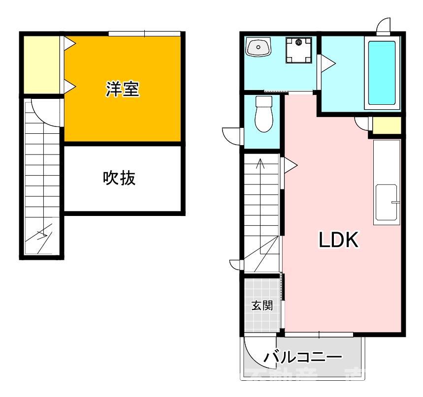 シアハウス木屋瀬(1LDK/1階)の間取り写真