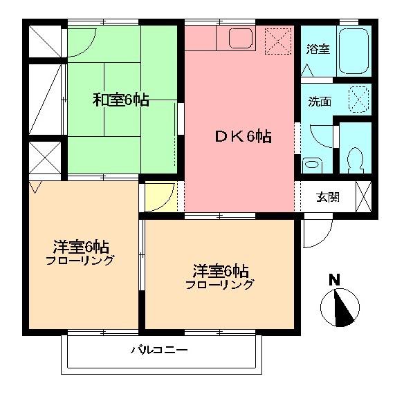サンガーデン高田B(3DK/2階)の間取り写真