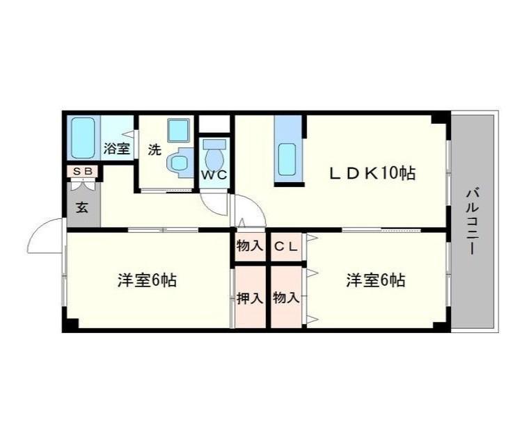 ユキ千里山(2LDK/2階)の間取り写真