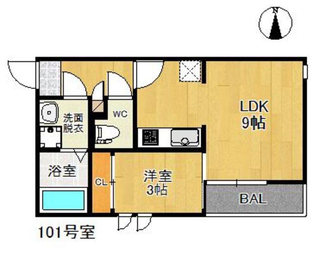 GRANDTICサンメゾン大橋2(1LDK/1階)の間取り写真