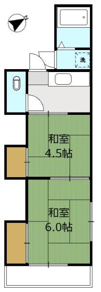 城郷荘(2K/2階)の間取り写真