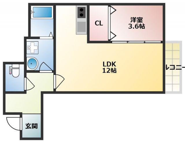 SUNMARK賀茂(1LDK/1階)の間取り写真