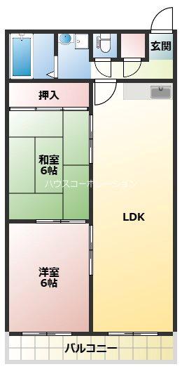 フィオーレ塚口(2LDK/4階)の間取り写真