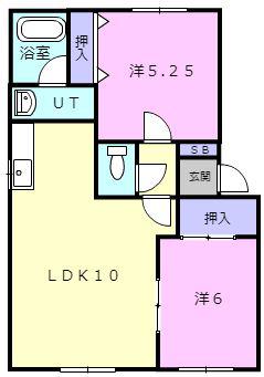 グリスター明野元町(2LDK/1階)の間取り写真