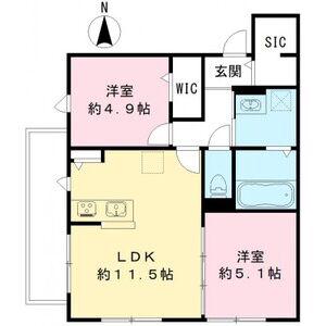ユアメゾン 富松(2LDK/3階)の間取り写真