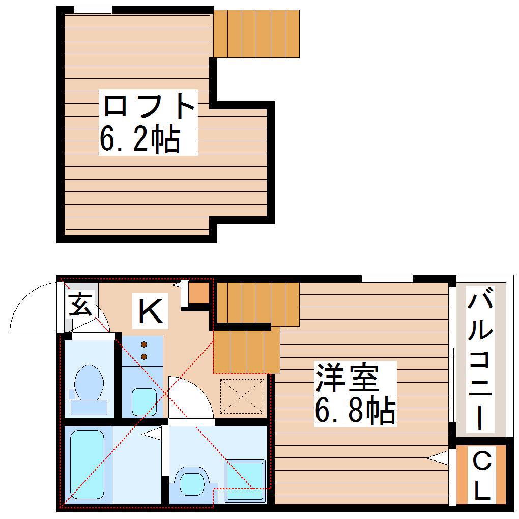 ハーモニーテラス卸町STA(1K/1階)の間取り写真