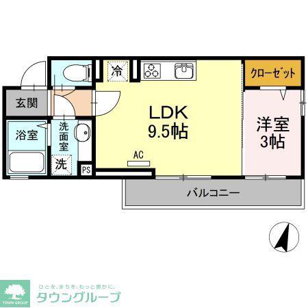 グランコート(1LDK/3階)の間取り写真