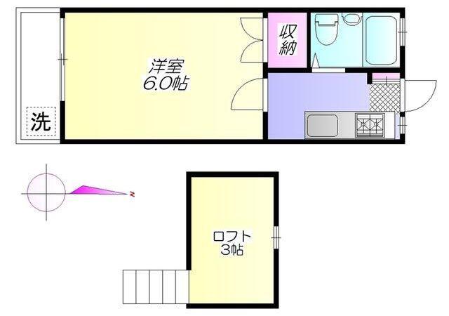 フラワーハイツ(1K/2階)の間取り写真