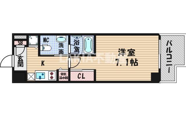 リンクハウス京町堀(1K/9階)の間取り写真