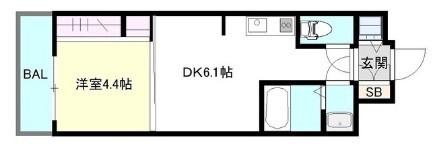 SOAR堺綾之町(1DK/2階)の間取り写真