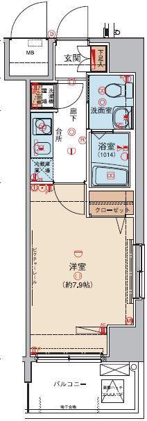 ロメック山手日暮里(1K/11階)の間取り写真
