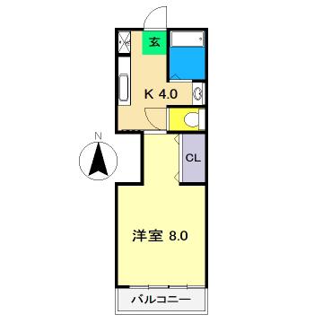 メゾンあおい(1K/3階)の間取り写真