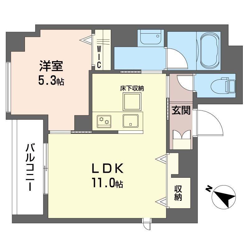 KSレジデンス参宮橋(1LDK/1階)の間取り写真