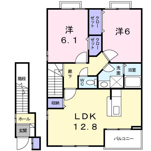 エスポワールII(2LDK/2階)の間取り写真