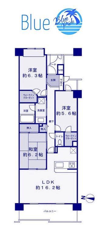 朝日マンション横浜蒔田(3LDK/7階)の間取り写真